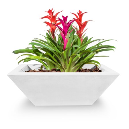 The Outdoor Plus 30 Square Maya Planter Bowl - GFRC Concrete - White - OPT-30SP-LIM
